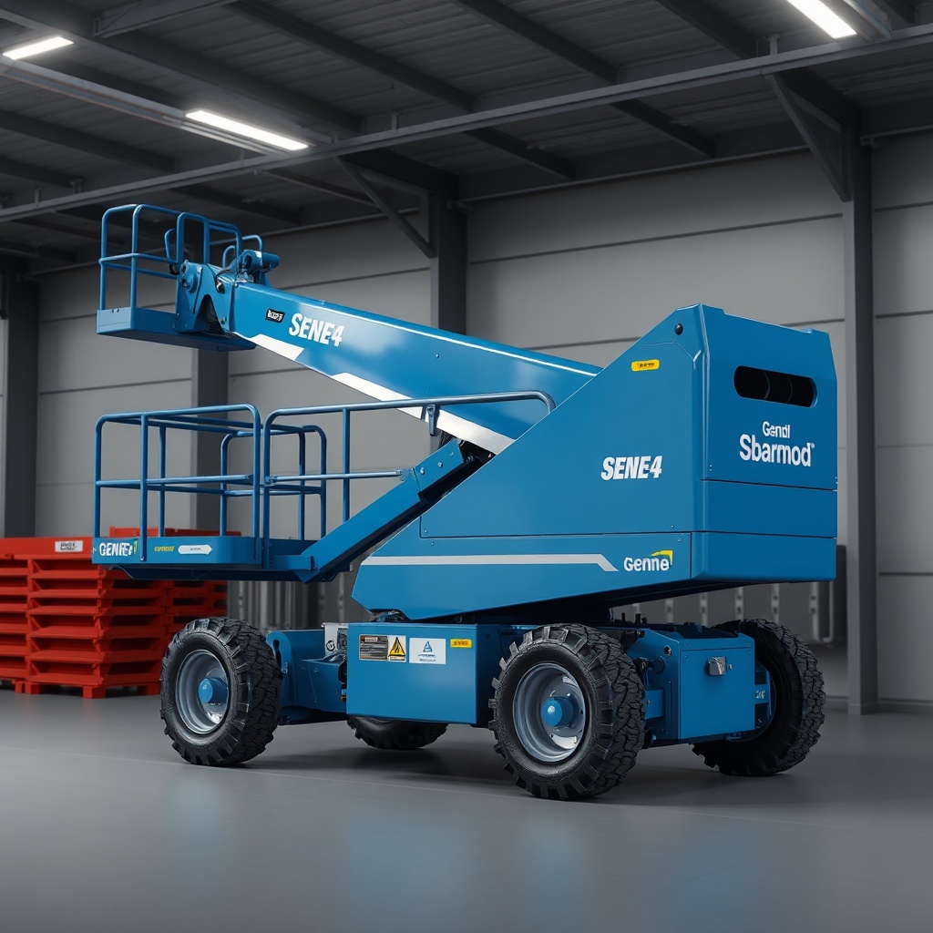 Genie S-40 lastik hava basıncı ölçümü yapan bir operatör
