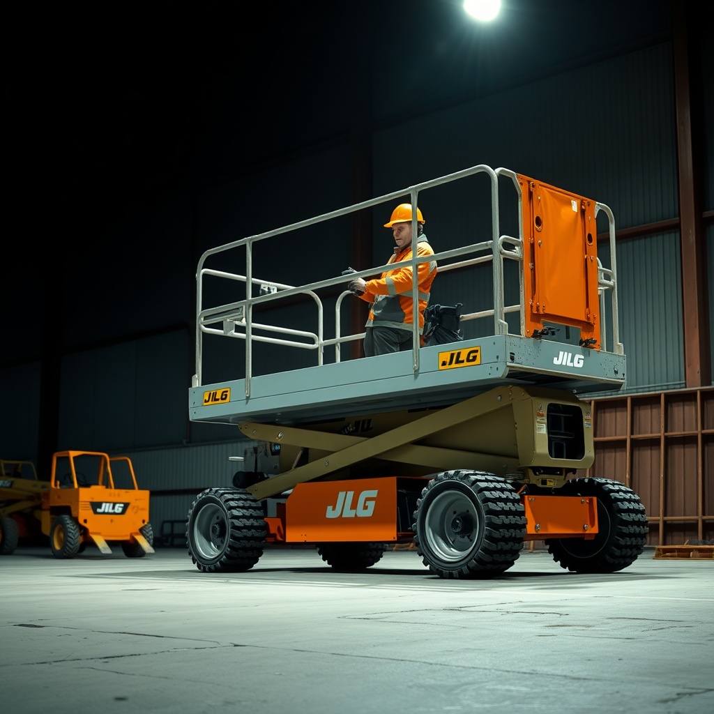 JLG 1930ES platform sepeti üzerinde iki operatör